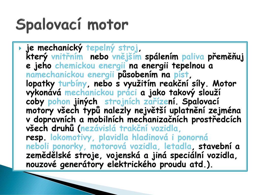 Historie Spalovac Ch Motor Ppt St Hnout